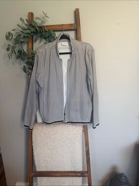Black and White Gingham Zip Cardigan